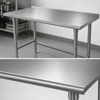 Thumbnail image #3 for Advance Tabco TFAG-245 60" x 24" 16-Gauge 430 Stainless Steel Open-Base Work Table with 1-1/2" Rear Up-Turn