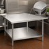 Thumbnail image #3 for Advance Tabco 30 Inch x 30 Inch 14-Gauge 304 Stainless Steel Corner Work Table with Undershelf