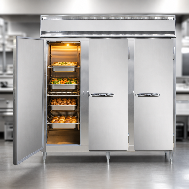 Product image #3 for Continental Refrigerator DL3W-SS-PT Designer Line 3-Section Full-Size Pass-Thru Heated Holding Cabinet, 72 Cu. Ft. Capacity