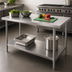 Thumbnail image #3 for Thunder Group 72-Inch x 30-Inch 18-Gauge 430 Stainless Steel Flat Top Work Table with Undershelf