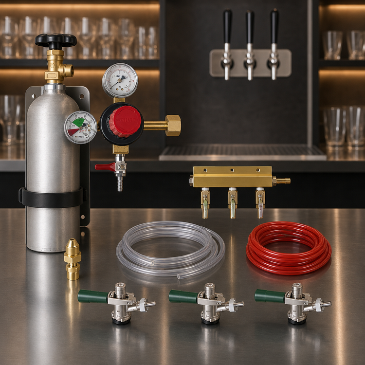 Product image #3 for 3-Faucet Nitro Beer Kit with CO2 Tank Mount, Primary Regulator, Manifold, Lines and Sankey Taps