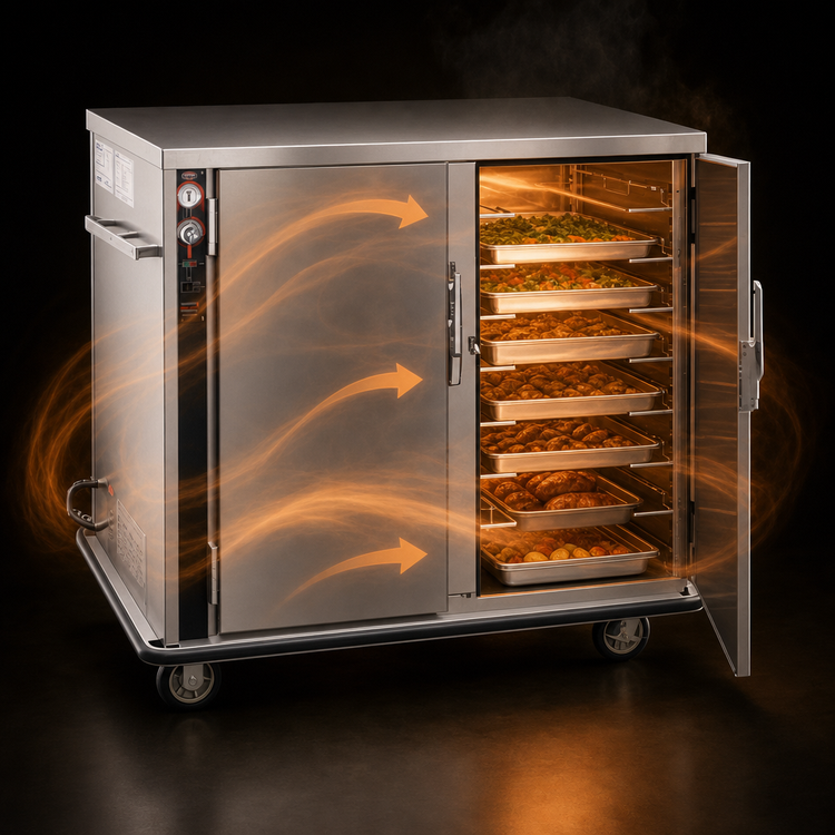 Product image #3 for FWE UHS-7-14 Mobile Humidified Heated Holding Cabinet, 14 Tray Slides, 2 Doors