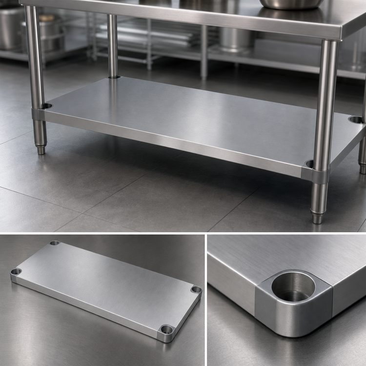 Product image #3 for 43 Inch x 31 Inch Stainless Steel Undershelf for Commercial Work Tables