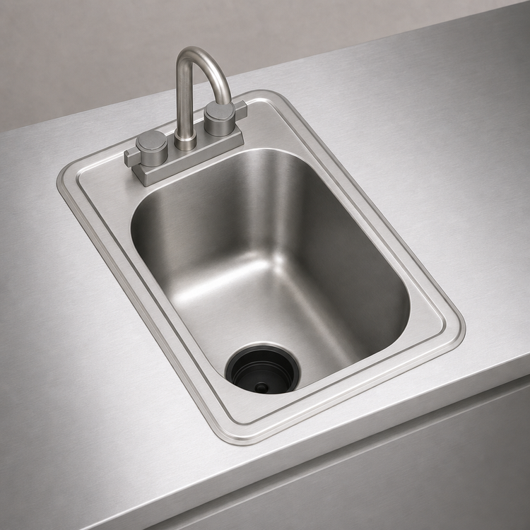 Product image #3 for Eagle Group One-Compartment Self-Rimming Drop-In Sink with Gooseneck Faucet, 14 x 16 x 9-1/2 Inch Bowl, 304 Stainless Steel