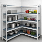 Thumbnail image #3 for Fermod Fermostock 4R52A66-CE 4-Tier Corner Expansion Shelving Unit with Polymer Inserts, 66" H x 52" W x 14" D