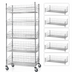 Thumbnail image #3 for Quantum Chrome-Plated Post Basket Cart with 5 Baskets, 48W x 18D x 80H, 1200 lb Capacity