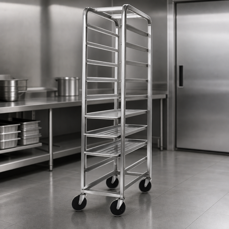 Product image #3 for Stainless Steel End-Load Platter Rack Cart for 9 x 10.5-Inch Platters, 64-Inch High