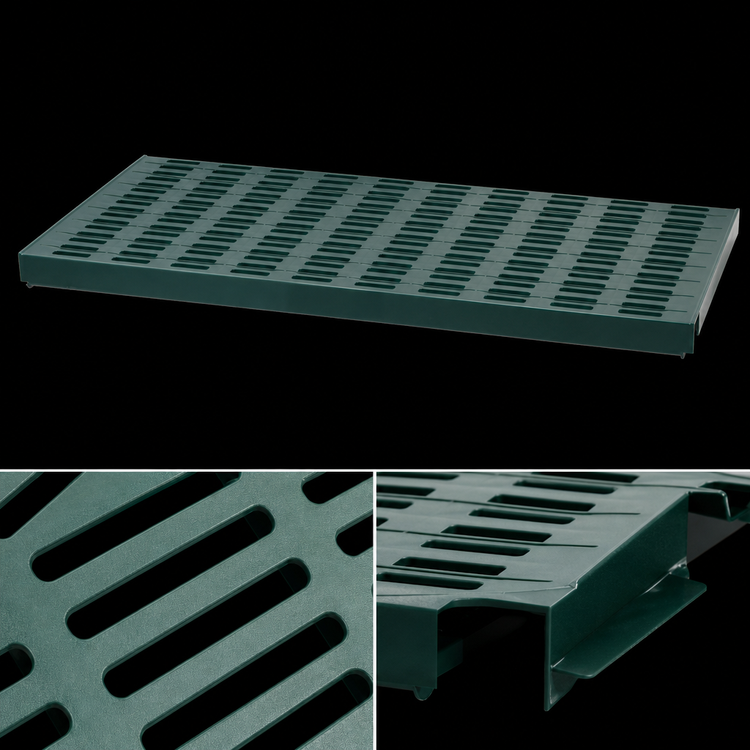 Product image #3 for QuadPlus 48" x 21" Louvered Polymer Shelf Mat with MICROGARD Antimicrobial Protection, Green
