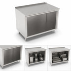 Thumbnail image #3 for John Boos 4CO6R1.5-3072 Open-Front Stainless Steel Work Table, 72W x 30D, 16-Gauge 300 Series Top, 1-1/2-Inch Rear Riser