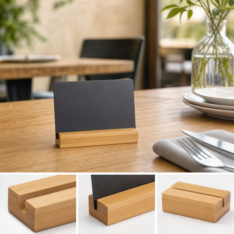 Product image #3 for American Metalcraft 4-Inch Bamboo Black Tabletop Menu Card Holder