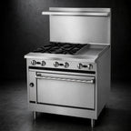 Thumbnail image #3 for Jade Range (Middleby) Bistro JBR-12G-4-36 36-Inch Gas Restaurant Range with 4 Open Burners, 12-Inch Griddle & Standard Oven