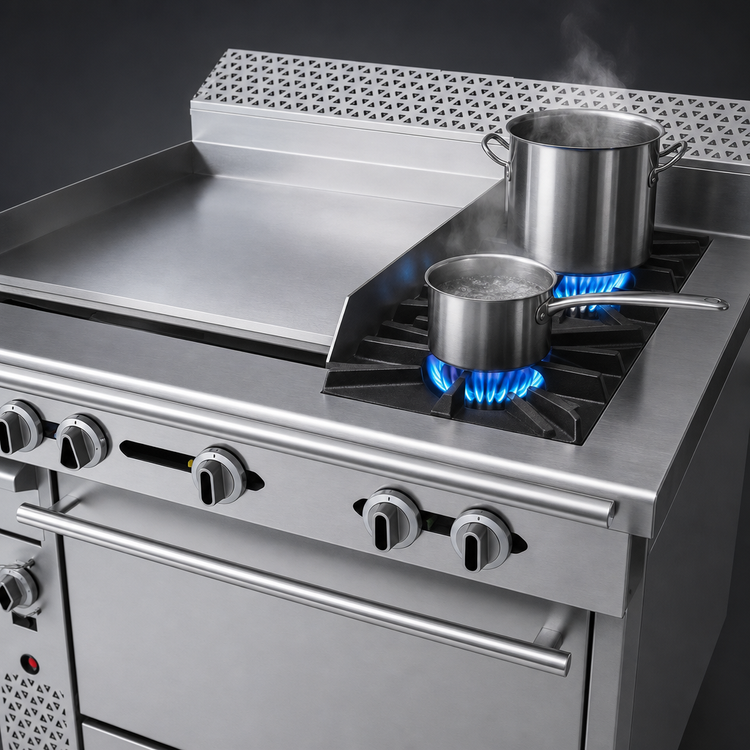 Product image #3 for Garland Cuisine Series 36-Inch Heavy Duty Gas Combination Top Range with 24-Inch Left Griddle, 2 Open Burners, and Convection Oven