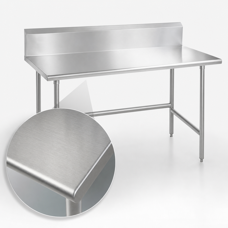 Product image #3 for Advance Tabco TVKS-369 Stainless Steel Work Table with 10-Inch Backsplash, 108 x 36 Inches