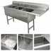 Thumbnail image #3 for Advance Tabco 3-Compartment Sink with Right Drainboard, 18 x 24 x 14 Inch Bowls, 16 Gauge 304 Stainless Steel