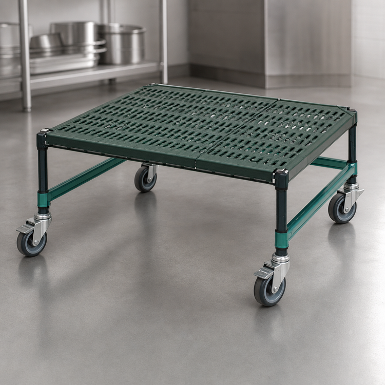 Product image #3 for QuadPlus Mobile Dunnage Rack with Standard Shelf and 3-Sided Frame, 48 x 21 x 14 in., 800 lb Capacity