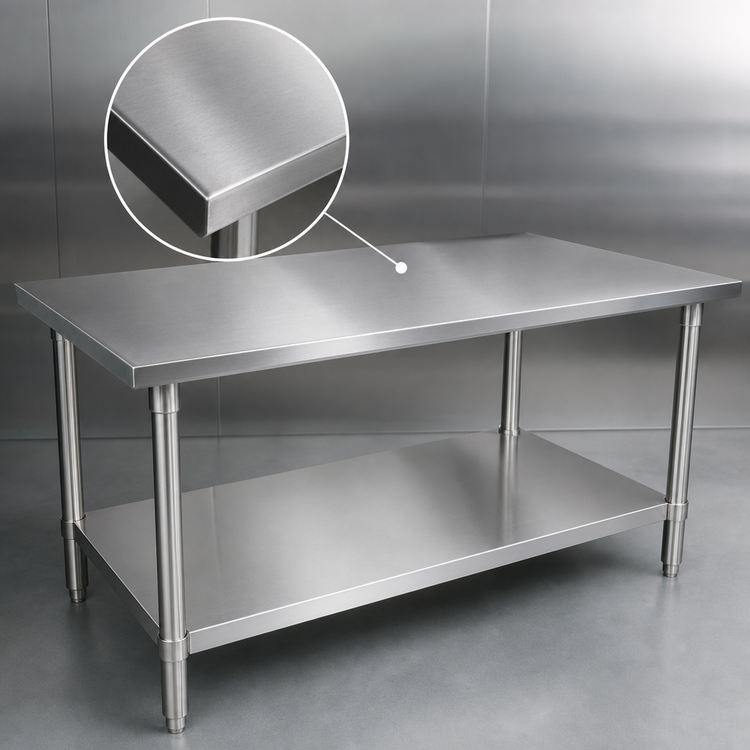 Product image #3 for John Boos 84-Inch x 48-Inch 16-Gauge Stainless Steel Flat Top Work Table with Fixed Undershelf