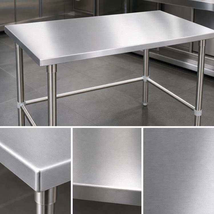 Product image #3 for John Boos Stallion 72"W x 36"D 16-Gauge Stainless Steel Top Work Table with Safety Edge