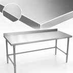 Thumbnail image #3 for John Boos Stallion ST6R1.5-24120GBK-X 120" x 24" Stainless Steel Work Table, 16-Gauge 300 Series Top, 1-1/2" Backsplash, Galvanized Open Base