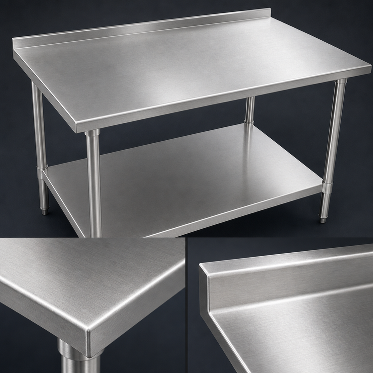 Product image #3 for John Boos Stallion Stainless Steel Top Work Table, 48 x 36 Inches, with 1-1/2-Inch Rear Riser and Undershelf