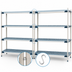 Thumbnail image #3 for MetroMax i Blue 24W x 18D x 63H Rust-Proof Add-On Polymer Shelving Unit with 4 Open Grid Shelves
