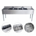 Thumbnail image #3 for BK Resources Slim-Line 4-Compartment Stainless Steel Underbar Sink with Dual Drainboards, 84 Inch Wide