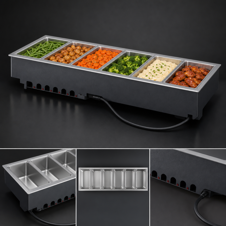 Product image #3 for Vollrath 6-Well Drop-In Electric Hot Food Well for Full-Size Pans with Individual Thermostatic Controls