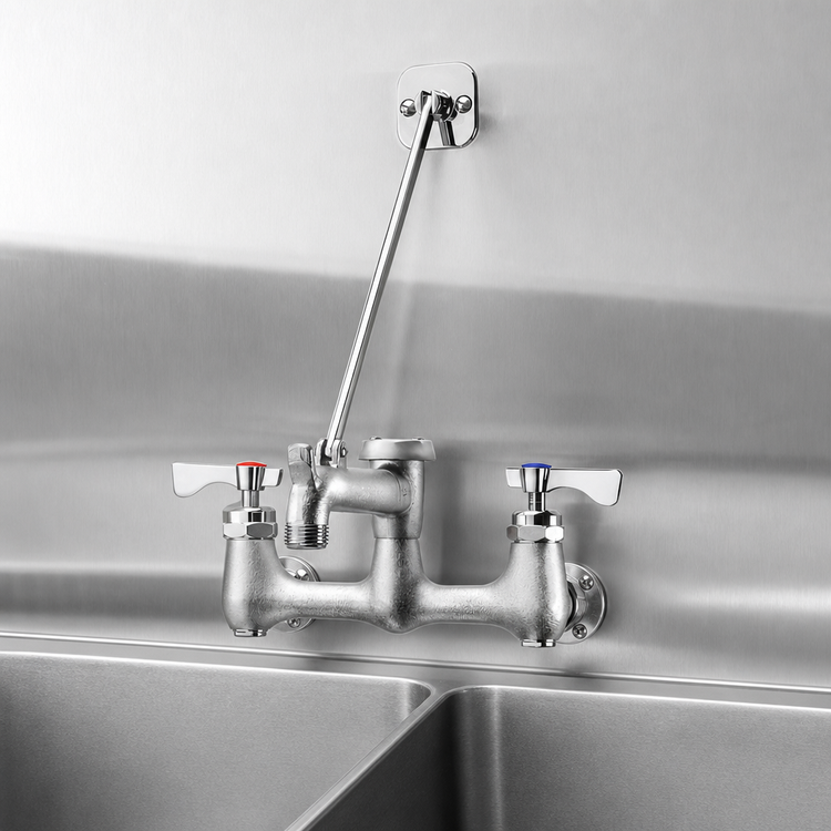 Product image #4 for Krowne Royal Series Splash-Mounted Service Faucet with 8-Inch Centers, 6.5-Inch Hook Spout, and Vacuum Breaker
