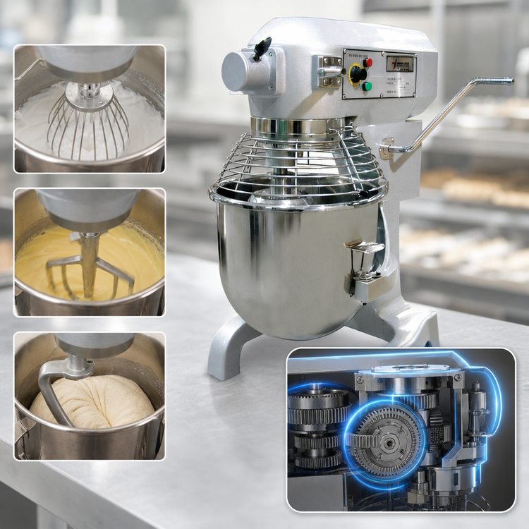 Product image #3 for Omcan 20 Qt Countertop Planetary Mixer with Timer, 3-Speed, #12 Hub, 110V