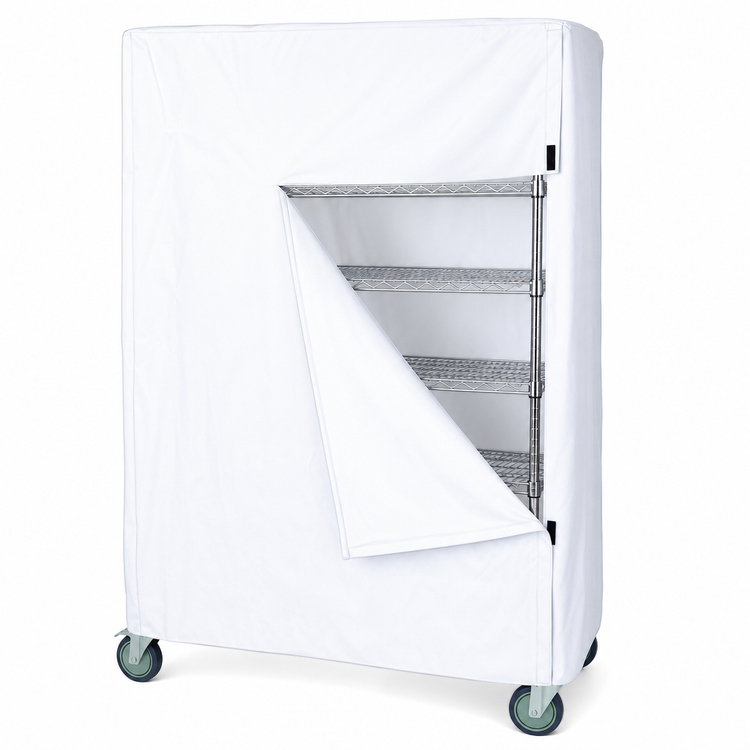 Product image #3 for Quantum 18 x 60 x 74 Inch Wire Cart Cover, White Nylon with Velcro Flap