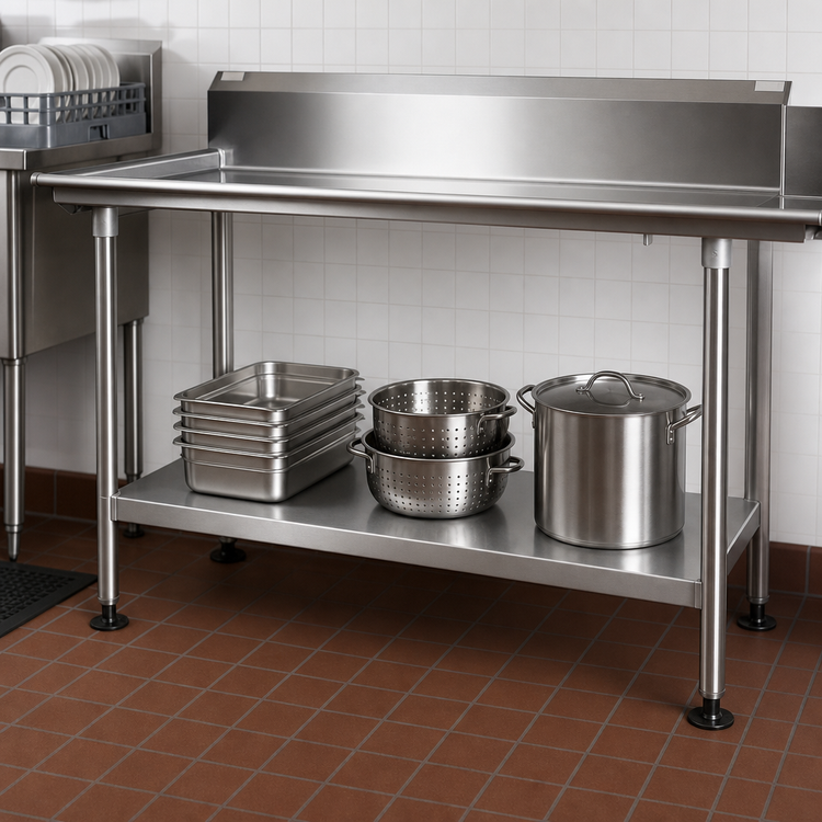 Product image #3 for John Boos Stainless Steel Dishtable Undershelf with Adjustable Bullet Feet, 113-5/8W x 24-1/8D