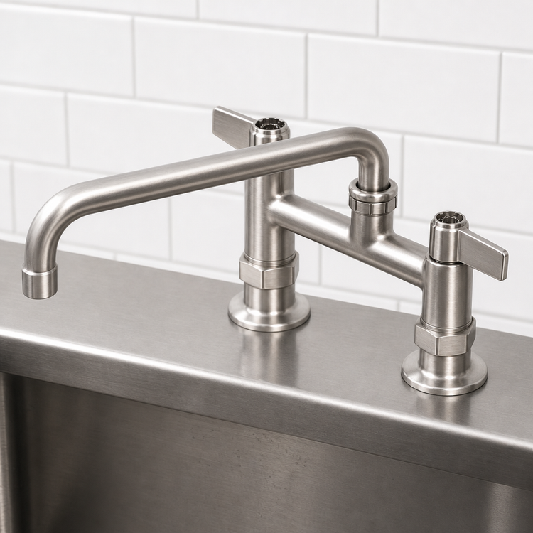 Product image #3 for equip 6-Inch Center Deck-Mount Manual Faucet with 10-Inch Swing Nozzle