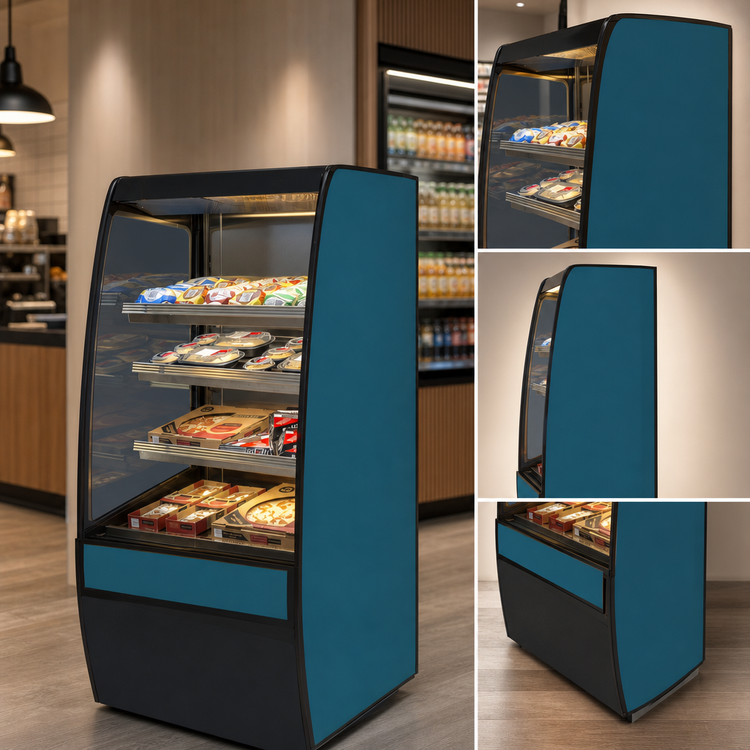 Product image #3 for Federal Industries Vision Series Curved End Self-Serve Heated Merchandiser, 36 x 33 x 60 Inches, 3-Tier Floor Model