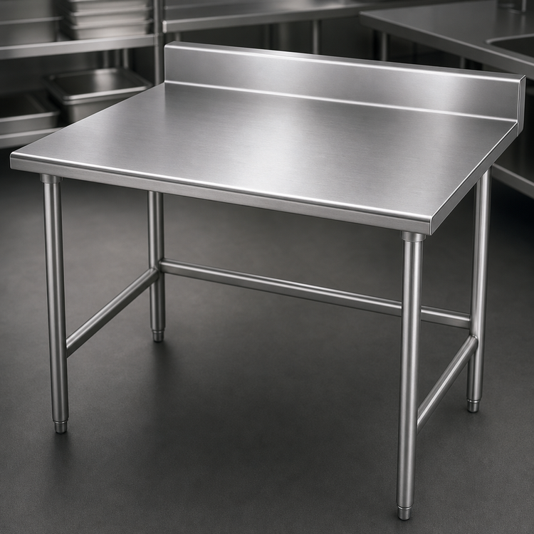 Product image #3 for Advance Tabco 30" x 30" 14 Gauge 304 Stainless Steel Corner Work Table with 5" Backsplash