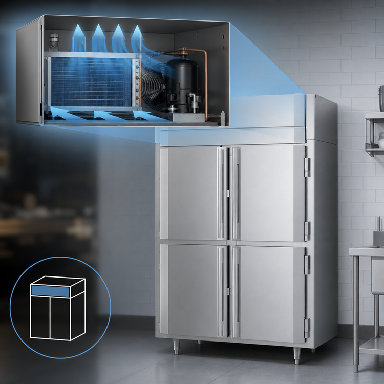 Product image #3 for Victory UltraSpec Shallow-Depth Two-Section Reach-In Freezer, 41.35 Cu. Ft., 4 Half-Height Solid Hinged Doors