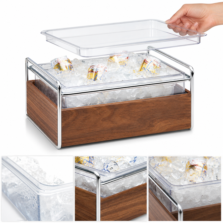 Product image #3 for Cal-Mil Mid-Century Rectangular Wood Ice Housing with Clear Polycarbonate Pan