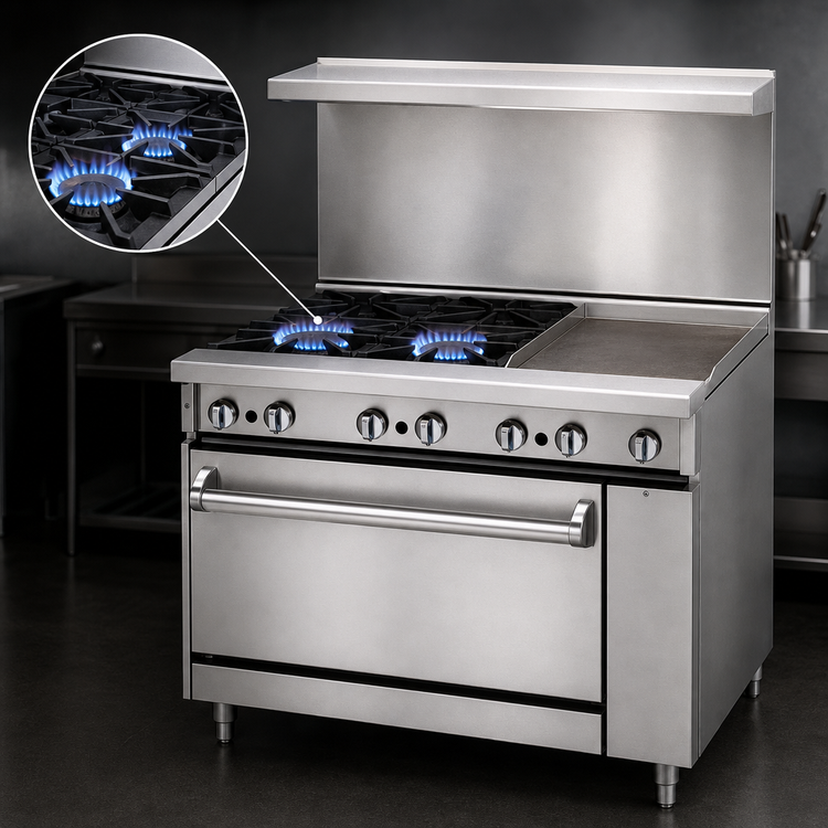Product image #3 for Imperial Pro Series 36-Inch Gas Restaurant Range with 2 Open Burners, 24-Inch Griddle and Standard Oven