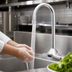 Thumbnail image #3 for ChekPoint Electronic Touchless Deck-Mount Faucet with 4-Inch Centers, 4-1/8-Inch Gooseneck Spout, and 0.5 GPM Spray Device