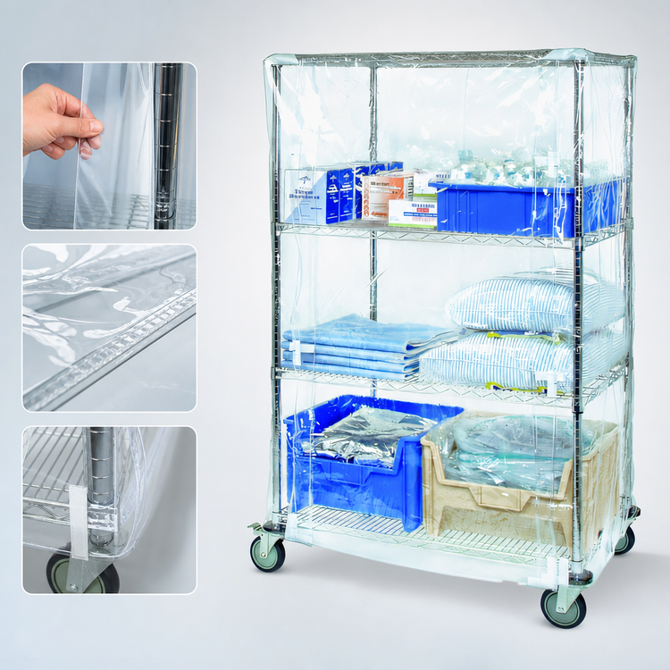Product image #3 for Quantum Wire Cart Cover, 10-Gauge Clear Vinyl, Velcro Flap, Fits 18 x 72 x 74-Inch Carts