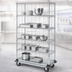 Thumbnail image #3 for Quantum Mobile Enclosure Wire Shelving Cart, 48-Inch W x 24-Inch D x 81-Inch H, Chrome-Plated