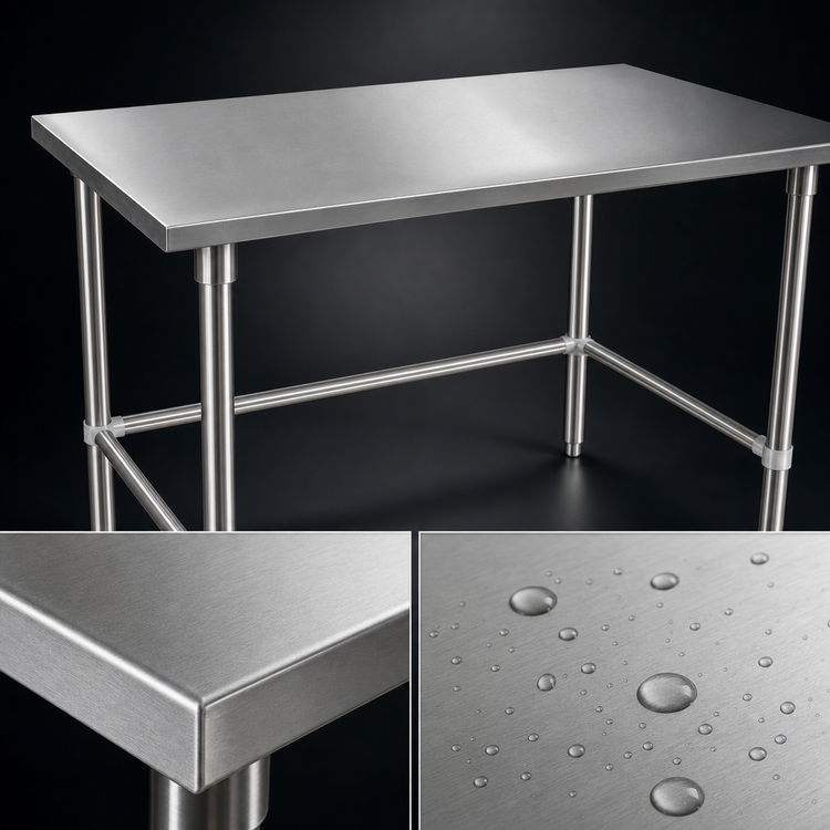 Product image #3 for John Boos Stallion 48" W x 30" D 14-Gauge Stainless Steel Flat Top Work Table with Safety Edge