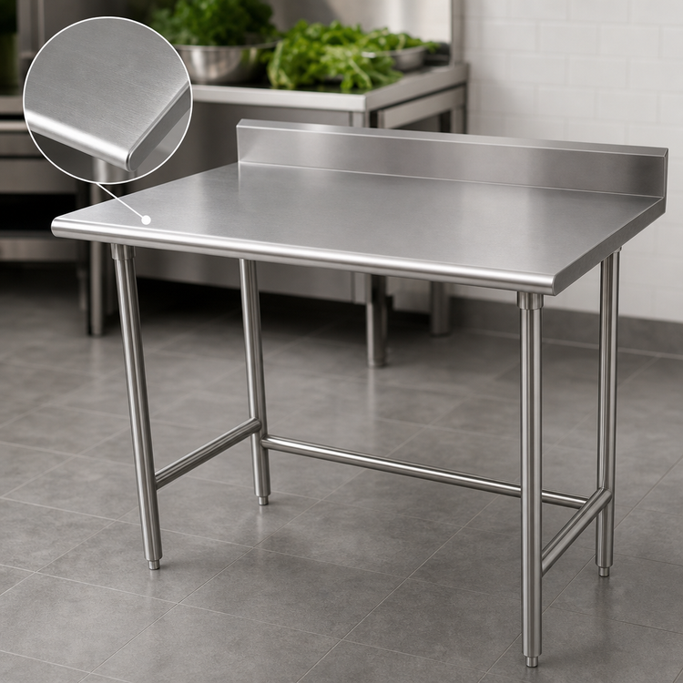 Product image #3 for Advance Tabco Special Value Series 48-Inch x 24-Inch 16-Gauge 304 Stainless Steel Work Table with 5-Inch Backsplash