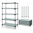 Thumbnail image #3 for Quantum WRS5-54-1824SS 304 Stainless Steel Solid Shelving Starter Kit, 24"W x 18"D x 54"H, 5 Shelves