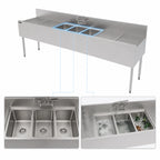 Thumbnail image #4 for Perlick Corporation Top Shelf TS96M3-DB 96-Inch Stainless Steel Underbar 3-Compartment Sink with Dual Drainboards