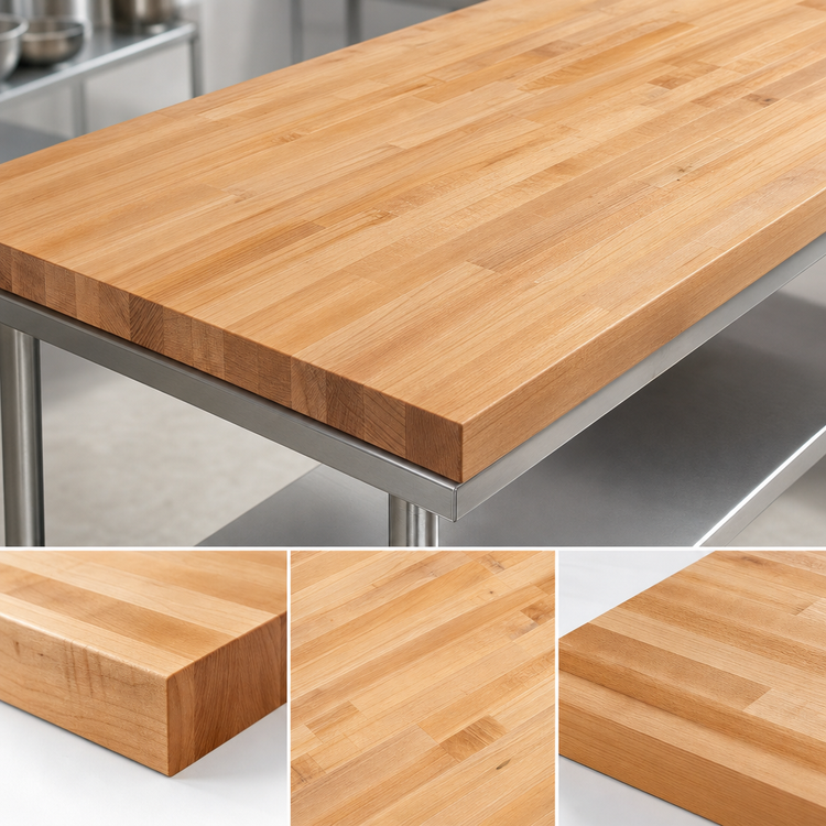 Product image #3 for John Boos Northern Hard Rock Maple Wood Bakers' Work Table Top, 144 x 48 Inches, Edge Grain Flat Top