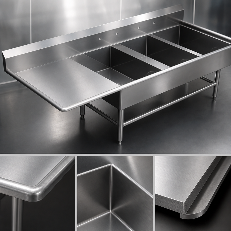 Product image #3 for John Boos Pro-Bowl 3-Compartment 16-Gauge Stainless Steel Bakery Sink with Left Drainboard