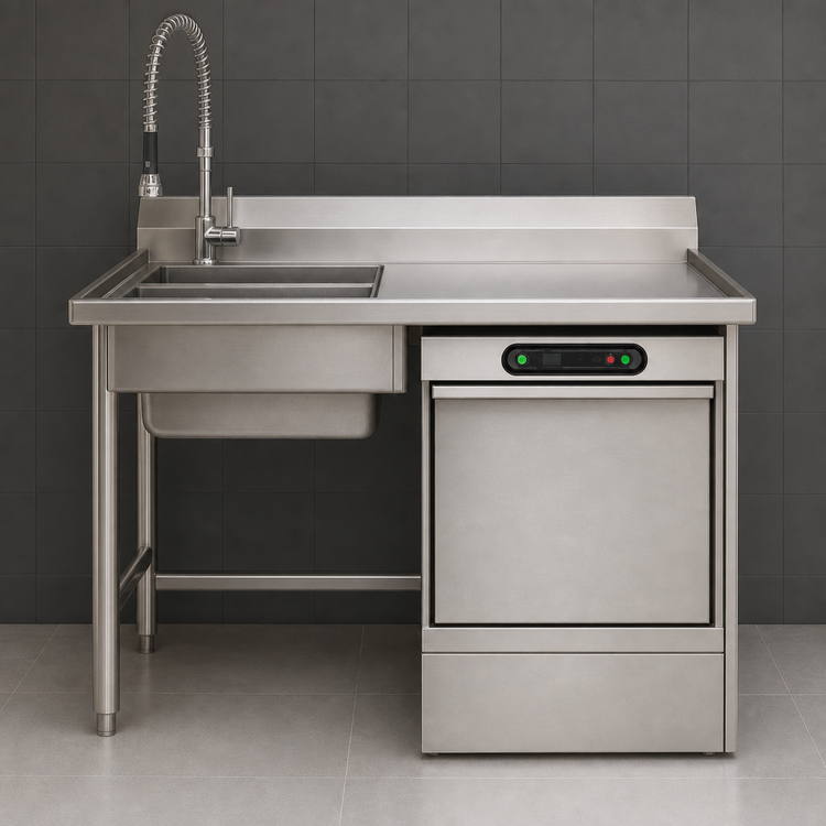 Product image #3 for Spec-Master 48-Inch Undercounter Soiled Dishtable with Dishwasher on Right and 20 x 20 x 5 Sink