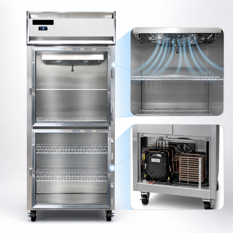 Product image #3 for Continental Refrigerator 1FXSNGDHD One-Section Extra-Wide Display Reach-In Freezer with Half Hinged Glass Doors