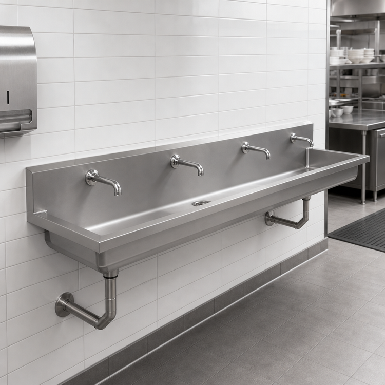 Product image #3 for John Boos Wall-Mount Multi-Station Hand Wash Sink, 100 x 19-5/8 Inches, Stainless Steel