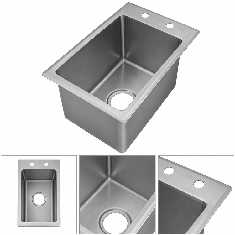 Product image #3 for Klinger's Trading Heavy-Duty Drop-In Stainless Steel Sink, 1 Compartment, 10 x 14 x 10 Bowl