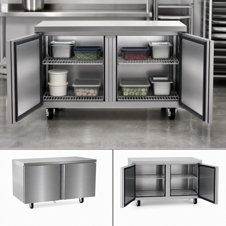 Product image #3 for Delfield 64-Inch Two-Section Worktop Freezer with 2 Doors
